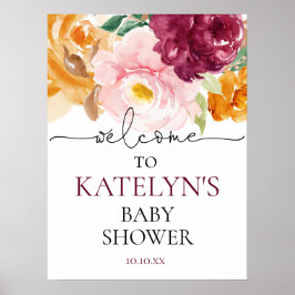 Herfst Baby shower Welkom Poster