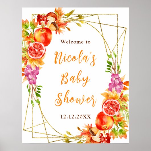 Herfst Baby Shower Welkom Poster (Voorkant)