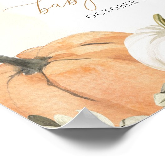 Herfst baby shower welkom teken, kleine pompoen te poster (Hoek)