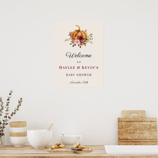Herfst Baby shower Welkomstteken Poster (Keuken)