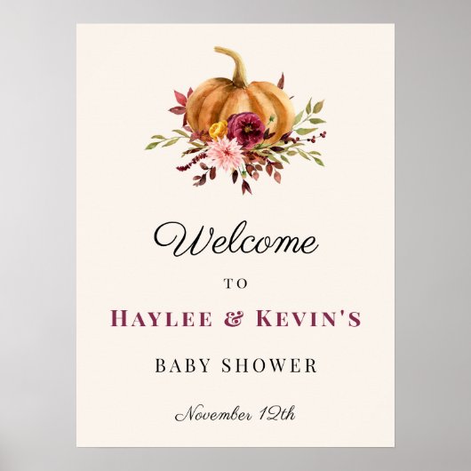 Herfst Baby shower Welkomstteken Poster (Voorkant)