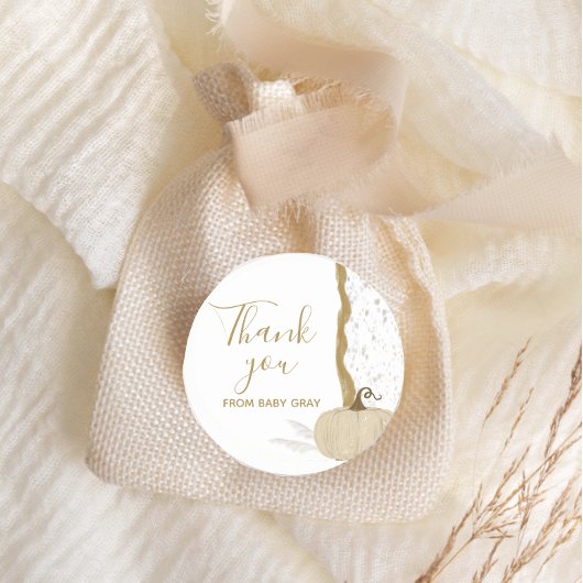 Herfst Baby shower White Pumpkin Ronde Sticker