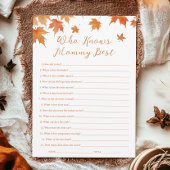 Herfst Baby shower Wie kent Mama Beste Spel Kaart