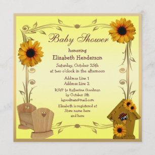 Herfst Baby shower Zonnebloemen, Wieg & Crow Kaart