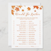 Herfst Baby shower zou ze liever spel Kaart (Voorkant)