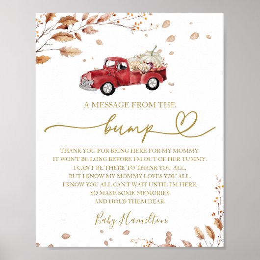 Herfst Baby showers van een bericht van de Bump Si Poster (Voorkant)
