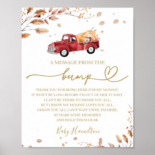 Herfst Baby showers van een bericht van de Bump Si Poster (Voorkant)
