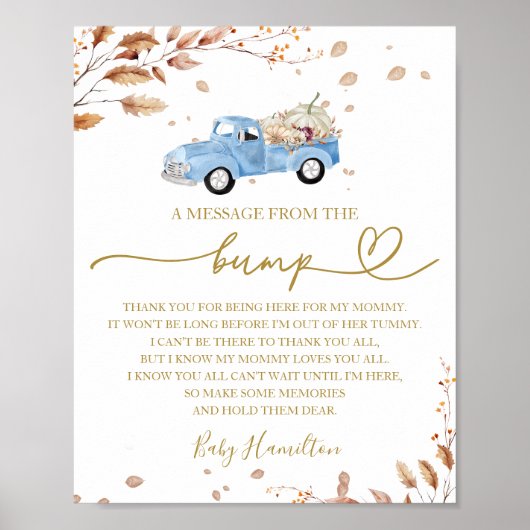 Herfst Baby showers van een bericht van de Bump Si Poster (Voorkant)