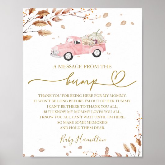 Herfst Baby showers van een bericht van de Bump Si Poster (Voorkant)