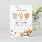 Herfst baby waslijn baby shower uitnodiging. kaart (Staand voorkant)