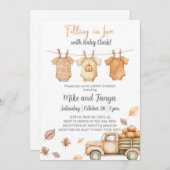 Herfst baby waslijn baby shower uitnodiging. kaart (Voorkant / Achterkant)