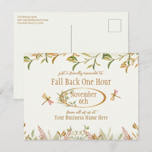 Herfst Back Daylight Savage Time Herinder Briefkaa Briefkaart (Voorkant / Achterkant)