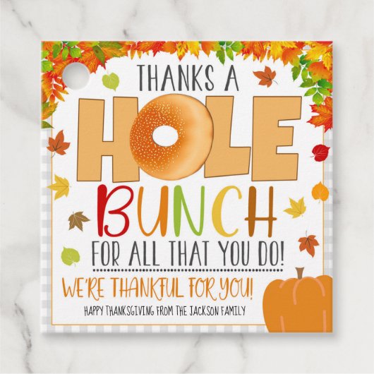 Herfst Bagel Gift Label, waardetoevoeging Bedankjes Labels (Voorkant)