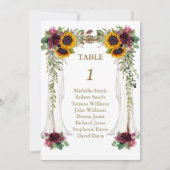 Herfst Baldakijn Zonnebloemen Trouw Tafel Nummer Kaart (Voorkant)