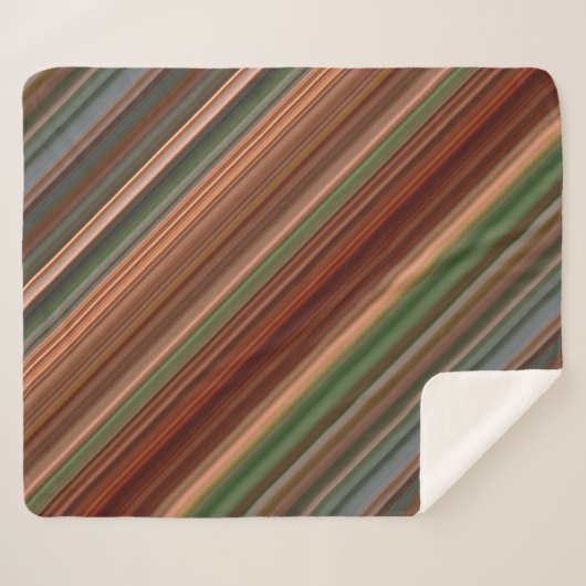 Herfst Baldcypress Rust, Perzik en Groene Streep Sherpa Deken (Voorkant (horizontaal))