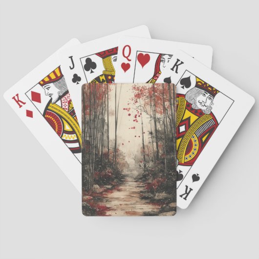 Herfst Bamboepad Inktwassing Pokerkaarten (Achterkant)