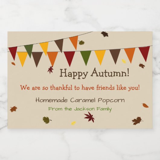 Herfst Banner Treat Label Voedselcontainer Etiket (Enkel label)