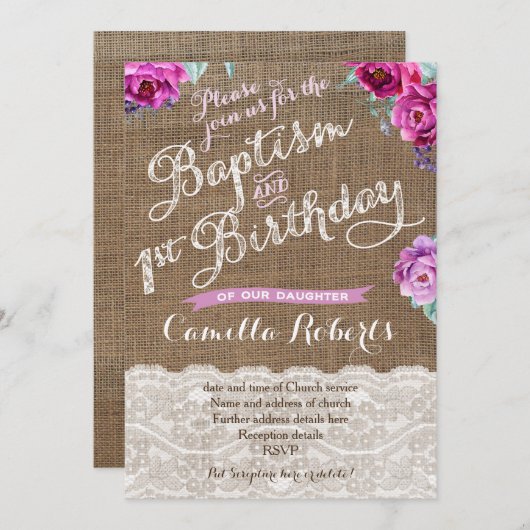 Herfst Baptisme 1e verjaardag Kaarten viering fees (Voorkant / Achterkant)