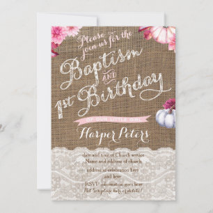 Herfst Baptisme 1e verjaardag viering meisje Kaart