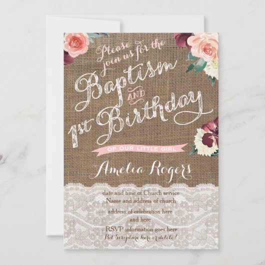 herfst baptisme eerste verjaardag meisjesfeest kaart (Voorkant)