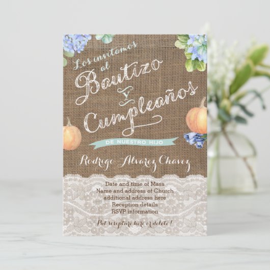 Herfst baptisme op zaterdag in het Spaans / Bautiz Kaart (Staand voorkant)