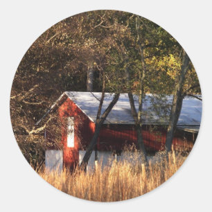 Herfst Barn in Centraal-Maryland Ronde Sticker
