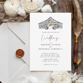 Herfst Barn met Pumpkins Wedding Invitation Kaart