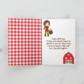 Herfst Barnyard Brown Hair Girl Happy Birthday Kaart (Binnen)