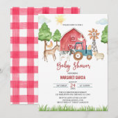Herfst Barnyard Farm Animal Baby shower Invitation Kaart (Voorkant / Achterkant)