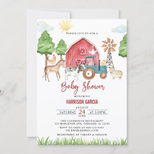 Herfst Barnyard Farm Animal Baby shower Invitation Kaart