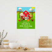 Herfst Barnyard Verjaardag Blond Haar Meisje Welko Poster (Keuken)
