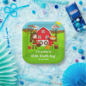 Herfst Barnyard Verjaardag Brown Hair Girl Papieren Bordje (Feest)