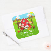 Herfst Barnyard Verjaardag Bruin Haar Meisje Dank  Vierkante Sticker (Envelop)