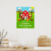 Herfst Barnyard Verjaardag Bruin Haar Meisje Welko Poster (Keuken)