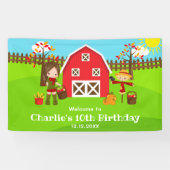 Herfst Barnyard Verjaardag Bruin Haar Meisje Welko Spandoek (Horizontaal)