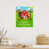 Herfst Barnyard Verjaardag Dark Skin Girl Welkom Poster (Keuken)