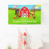 Herfst Barnyard Verjaardag Dark Skin Girl Welkom Spandoek (Insitu)