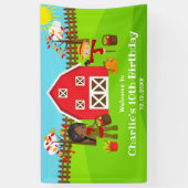 Herfst Barnyard Verjaardag Dark Skin Girl Welkom Spandoek (Verticaal)