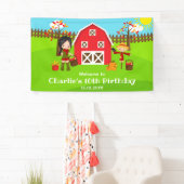 Herfst Barnyard Verjaardag Zwart Haar Meisje Welko Spandoek (Insitu)