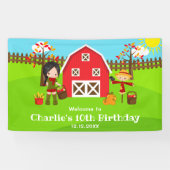 Herfst Barnyard Verjaardag Zwart Haar Meisje Welko Spandoek (Horizontaal)