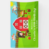 Herfst Barnyard Verjaardag Zwart Haar Meisje Welko Spandoek (Verticaal)