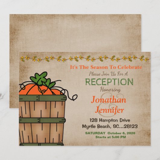 Herfst BBQ Huwelijksontvangst Uitnodiging (Voorkant / Achterkant)