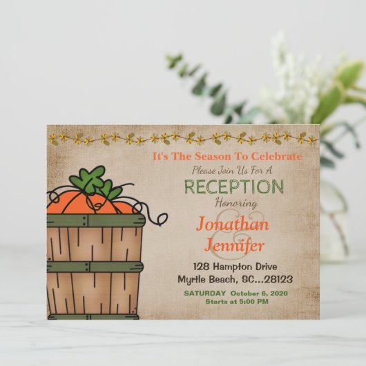 Herfst BBQ Huwelijksreceptie Uitnodiging (Staand voorkant)