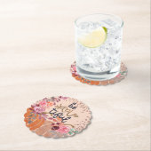 Herfst "Be You tiful" Roze Gouden Bloemige Pompoen Kartonnen Onderzetters (Insitu)