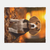 Herfst Beagle Pup Fleece Deken (Voorkant (Horizontaal))