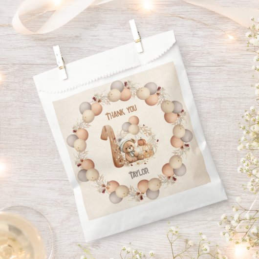 Herfst beary 1st Birthday Favor Tassen Bedankzakje (Geknipt)