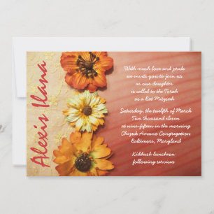  HERFST BEAUTY Lacey Bat Mitzvah Uitnodiging