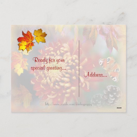 Herfst Beauty ~ Thanksgiving Briefkaart (Achterkant)