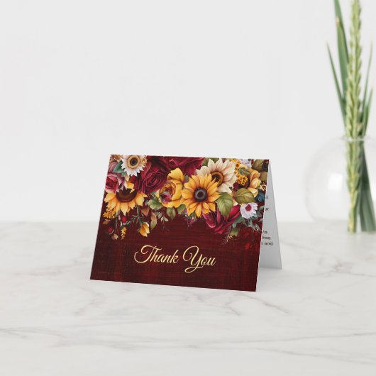 Herfst bedankt bordeauxrozen zonnebloemen (Voorkant)