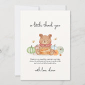 Herfst Bee Cutie Pumpkin Pie Teddy Bear Baby showe Bedankkaart (Voorkant)